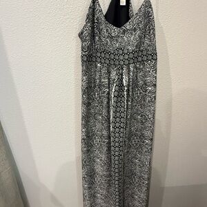 LOFT Black and White‎ Halter Maxi Gown 10P